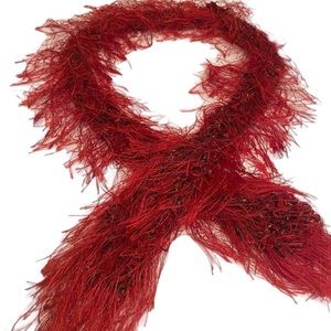 HANDMADE SCARF - GORGEOUS RED WITH PRIMARY COLORS - GREAT GIFT IDEA